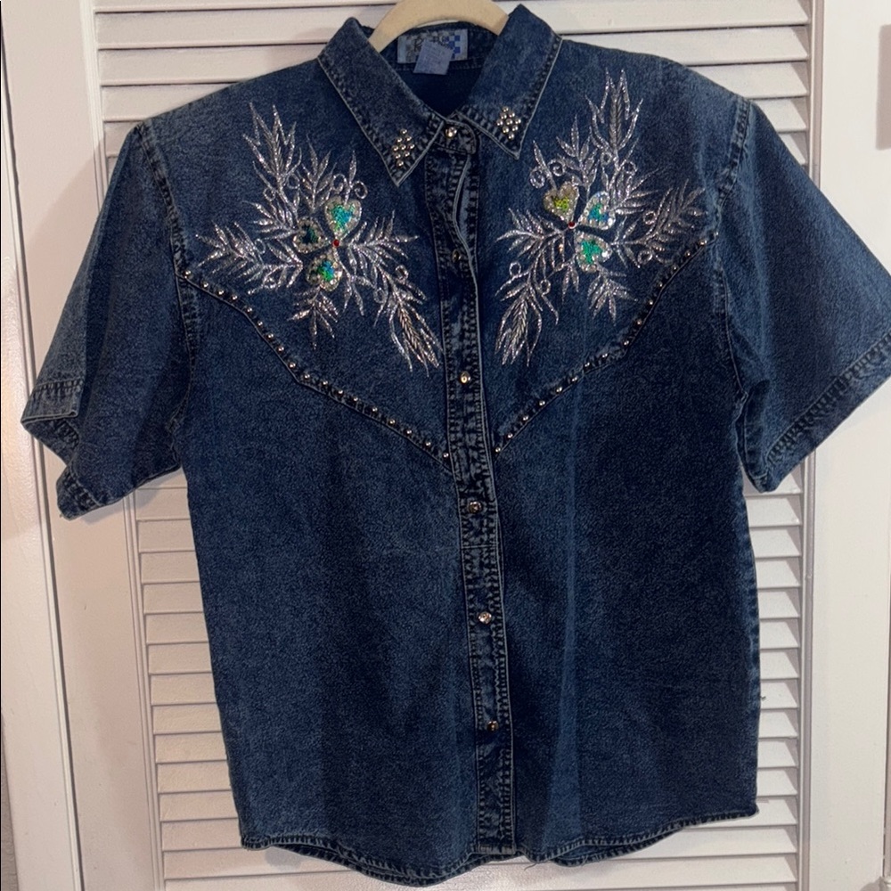 Studded Denim Button Up Shirt